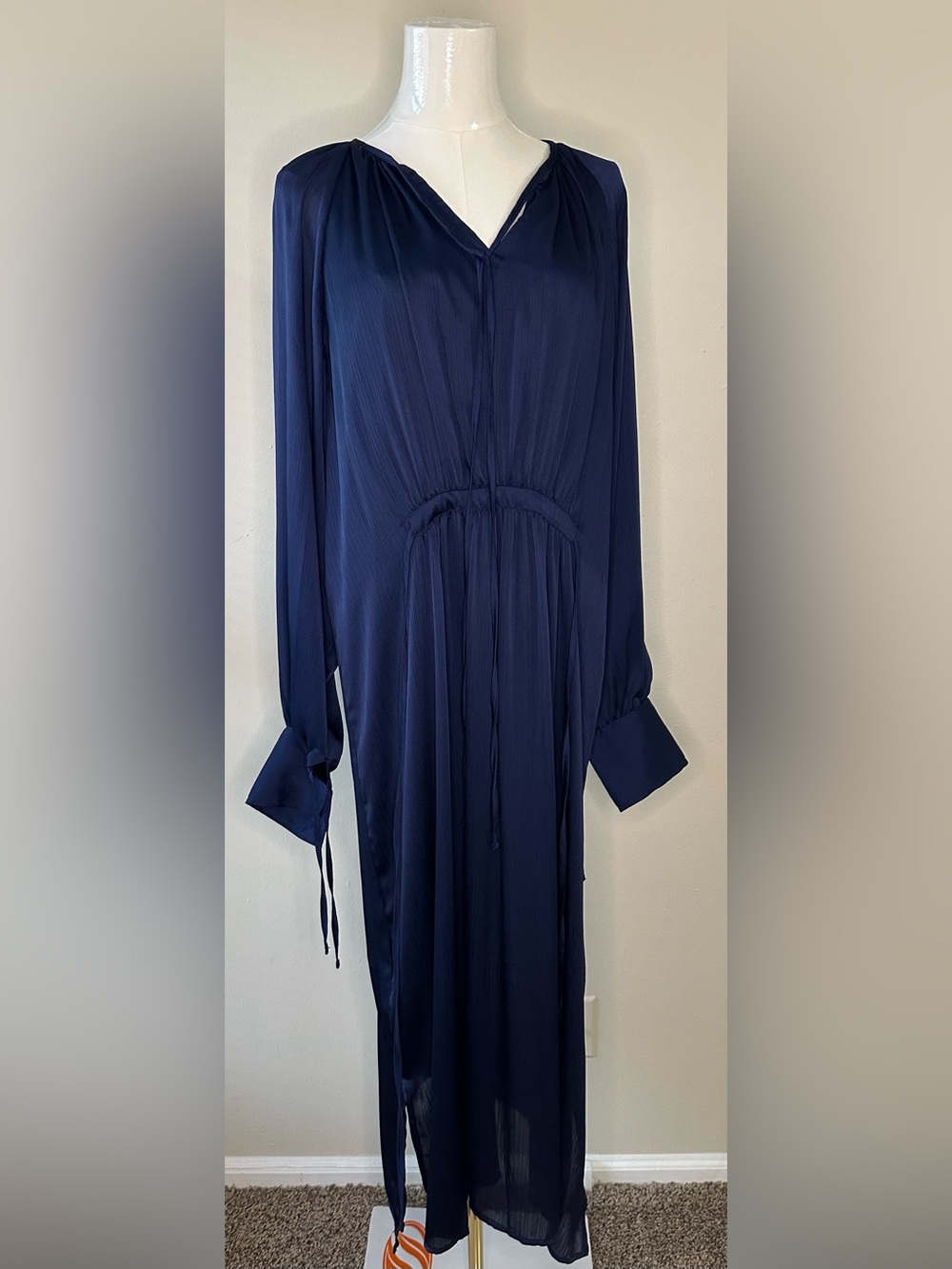 Ryegrass American Navy Long Sleeve Maxi Dress Size Medium NWT